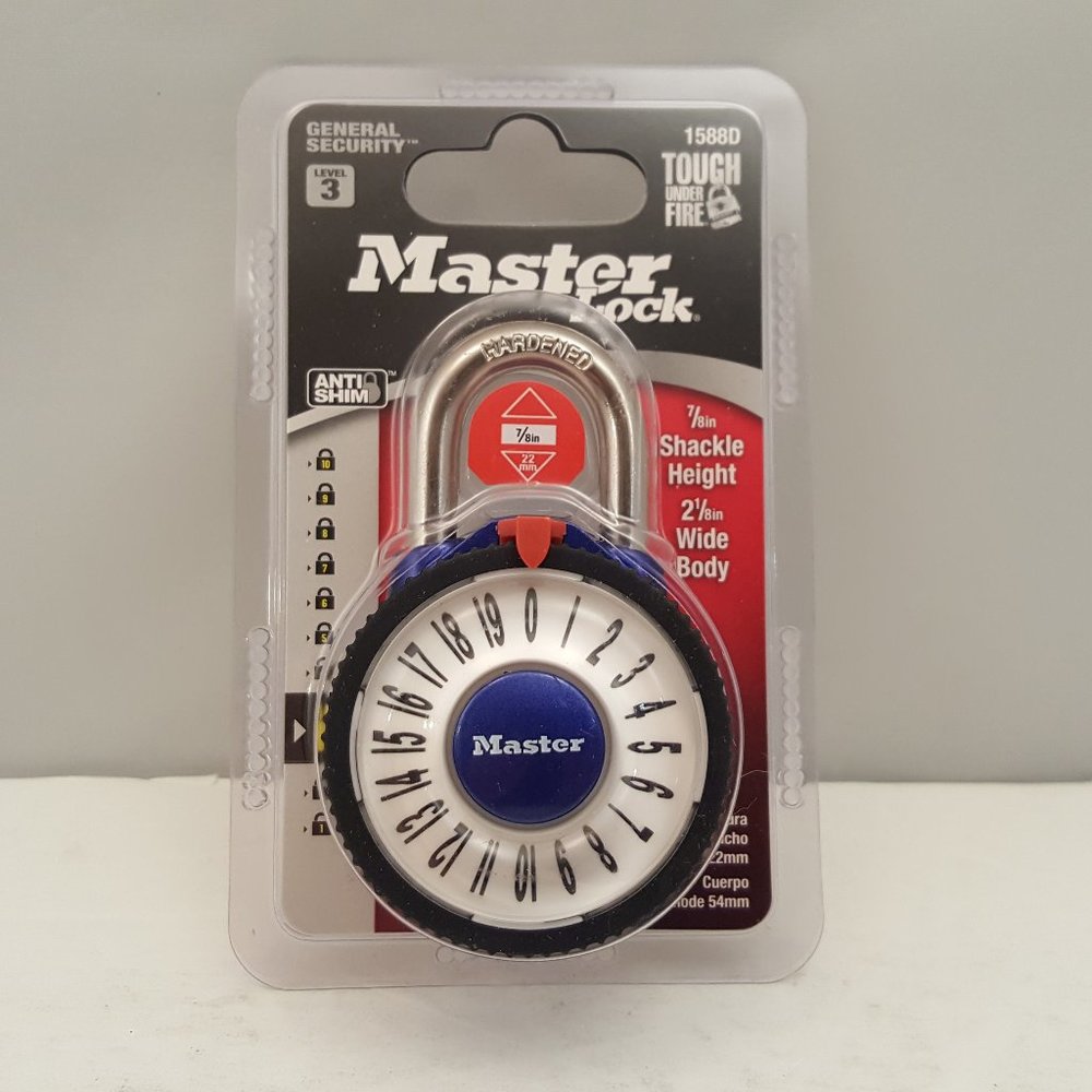 Master Lock Wide Magnification Combination Dial Padlock BLUE Level 3